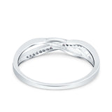 Infinity Twisted Half Eternity Wedding Band Ring Round Simulated Pink CZ 925 Sterling Silver