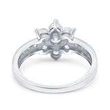 Flower Solitaire Engagement Ring Simulated Cubic Zirconia 925 Sterling Silver