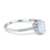 Halo Fashion Ring Oval Lab Created White Opal Accent 925 Sterling Silver