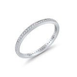 Full Eternity Stackable Band Rings Simulated CZ 925 Sterling Silver