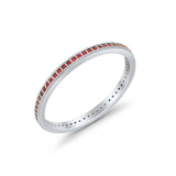 Full Eternity Stackable Band Rings Simulated Garnet CZ 925 Sterling Silver