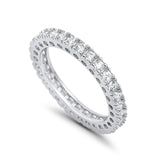 Eternity Wedding Band Rings Round Simulated CZ 925 Sterling Silver