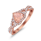 Heart Promise Ring Infinity Shank Rose Tone, Simulated Morganite CZ 925 Sterling Silver