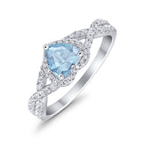 Heart Promise Ring Infinity Shank Simulated Aquamarine CZ 925 Sterling Silver