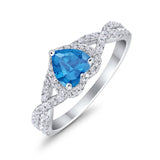 Heart Promise Ring Infinity Shank Simulated Blue Topaz CZ 925 Sterling Silver