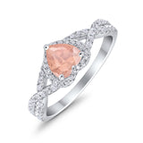 Heart Promise Ring Infinity Shank Simulated Morganite CZ 925 Sterling Silver