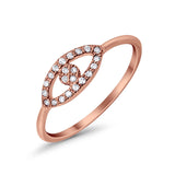 Evil Eye Ring Round Rose Tone, Simulated CZ 925 Sterling Silver