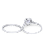 Halo Vintage Style Wedding Ring Piece Simulated CZ 925 Sterling Silver