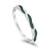 Half Eternity Infinity Twisted Band Rings Simulated Green Emerald CZ 925 Sterling Silver