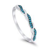 Half Eternity Infinity Twisted Band Rings Simulated Turquoise CZ 925 Sterling Silver