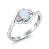 Wedding Ring Oval Cut Lab Created White Opal 925 Sterling Silver