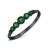 Half Eternity Petite Dainty Wedding Band Ring Black Tone,  Simulated Green Emerald CZ 925 Sterling Silver