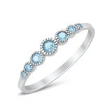 Eternity Wedding Ring Simulated Aquamarine CZ 925 Sterling Silver