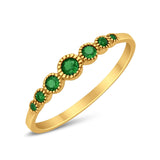 Eternity Wedding Ring Yellow Tone, Simulated Emerald CZ 925 Sterling Silver