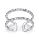 Double Band Row Simulated Cubic Zirconia 925 Sterling Silver Eternity Ring