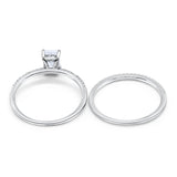 Solitaire Accent Wedding Piece Simulated CZ Rings 925 Sterling Silver