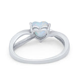 Engagement Heart Promise Ring Lab Created White Opal 925 Sterling Silver