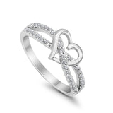 Heart Promise Engagement Eternity Ring Simulated CZ 925 Sterling Silver