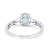 Engagement Ring Oval Lab Created White Opal Accent 925 Sterling Silver