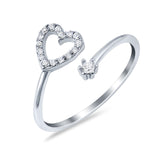 Round Heart Promise Eternity Ring Simulated CZ 925 Sterling Silver