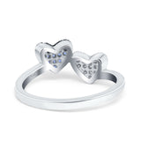 Two Heart Eternity Stackable Wedding Ring Simulated CZ & Blue Sapphire CZ 925 Sterling Silver