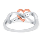 Infinity Two-Tone Heart Promise Ring Round Eternity Simulated CZ 925 Sterling Silver (8mm)