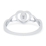 Infinity Shank Heart Promise Ring Simulated Cubic Zirconia 925 Sterling Silver (9mm)