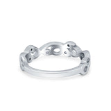 Filigree Thumb Ring Band Round Eternity Simulated CZ 925 Sterling Silver