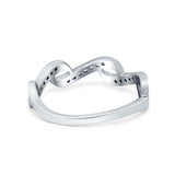 Abstract Wave Thumb Ring Band Round Eternity Simulated CZ 925 Sterling Silver
