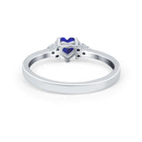 Engagement Heart Promise Ring Round Simulated Blue Sapphire CZ 925 Sterling Silver