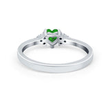 Engagement Heart Promise Ring Round Simulated Green Emerald CZ 925 Sterling Silver