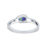 Pear Solitaire Wedding Ring Bezel Simulated Rainbow CZ 925 Sterling Silver