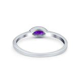 Petite Dainty Wedding Ring Marquise Simulated Amethyst CZ 925 Sterling Silver