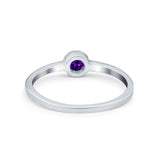 Petite Dainty Wedding Ring Bezel Simulated Amethyst CZ 925 Sterling Silver