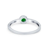 Petite Dainty Wedding Ring Bezel Simulated Green Emerald CZ 925 Sterling Silver