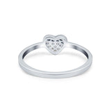 Heart Promise Ring Pave Round Simulated Cubic Zirconia 925 Sterling Silver