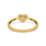 Heart Promise Ring Pave Round Yellow Tone, Simulated Cubic Zirconia 925 Sterling Silver