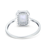 Halo Radiant Cut Wedding Ring Simulated Cubic Zirconia 925 Sterling Silver