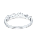 Half Eternity Twist Band Round Simulated Cubic Zirconia 925 Sterling Silver