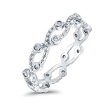 Eternity Band Wedding Ring Round Simulated Cubic Zirconia 925 Sterling Silver (4mm)