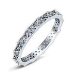 Eternity Stackable Wedding Band Ring Round Simulated Cubic Zirconia 925 Sterling Silver