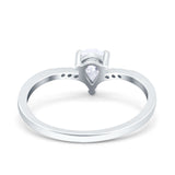 Teardrop Pear Art Deco Engagement Ring Simulated Cubic Zirconia 925 Sterling Silver