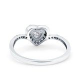 Halo Heart Art Deco Wedding Bridal Ring Simulated Cubic Zirconia 925 Sterling Silver