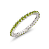 Full Eternity Wedding Round Simulated Peridot CZ Ring 925 Sterling Silver
