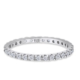 Stackable Ring Round Eternity Simulated Cubic Zirconia 925 Sterling Silver