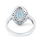 Marquise Vintage Halo Wedding Ring Simulated Aquamarine CZ 925 Sterling Silver
