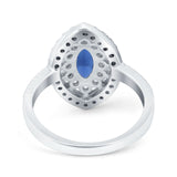 Marquise Vintage Halo Wedding Ring Simulated Blue Sapphire CZ 925 Sterling Silver