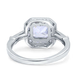 Art Deco Cushion Engagement Bezel Ring Simulated Cubic Zirconia Solid 925 Sterling Silver