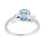 Leaf Style Ring Round Aquamarine CZ 925 Sterling Silver Wholesale