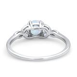 Vintage Art Deco Wedding Ring Round Lab Created White Opal 925 Sterling Silver